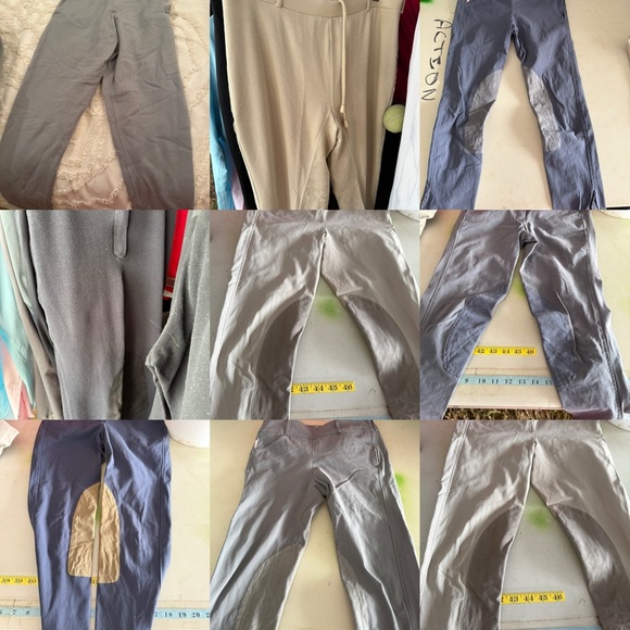 13 pairs equestrian riding breeches, pants. 3 tops, show shirts. - Picture 1 of 3